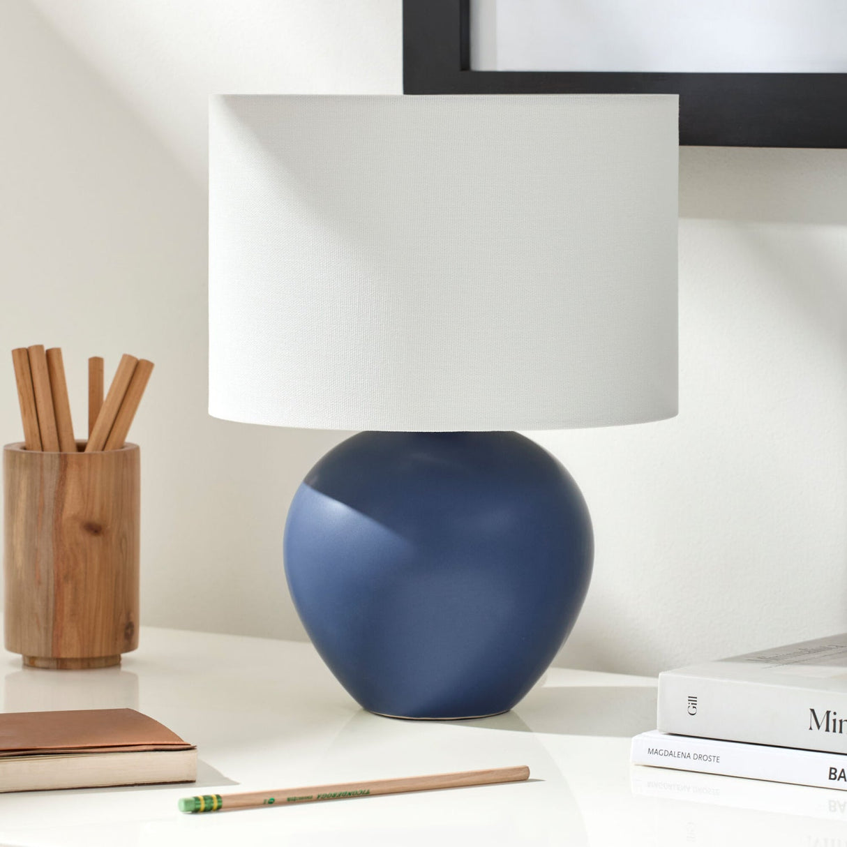 Modern European furniture - White Linen Ceramic Table Lamp - www.oroa.com