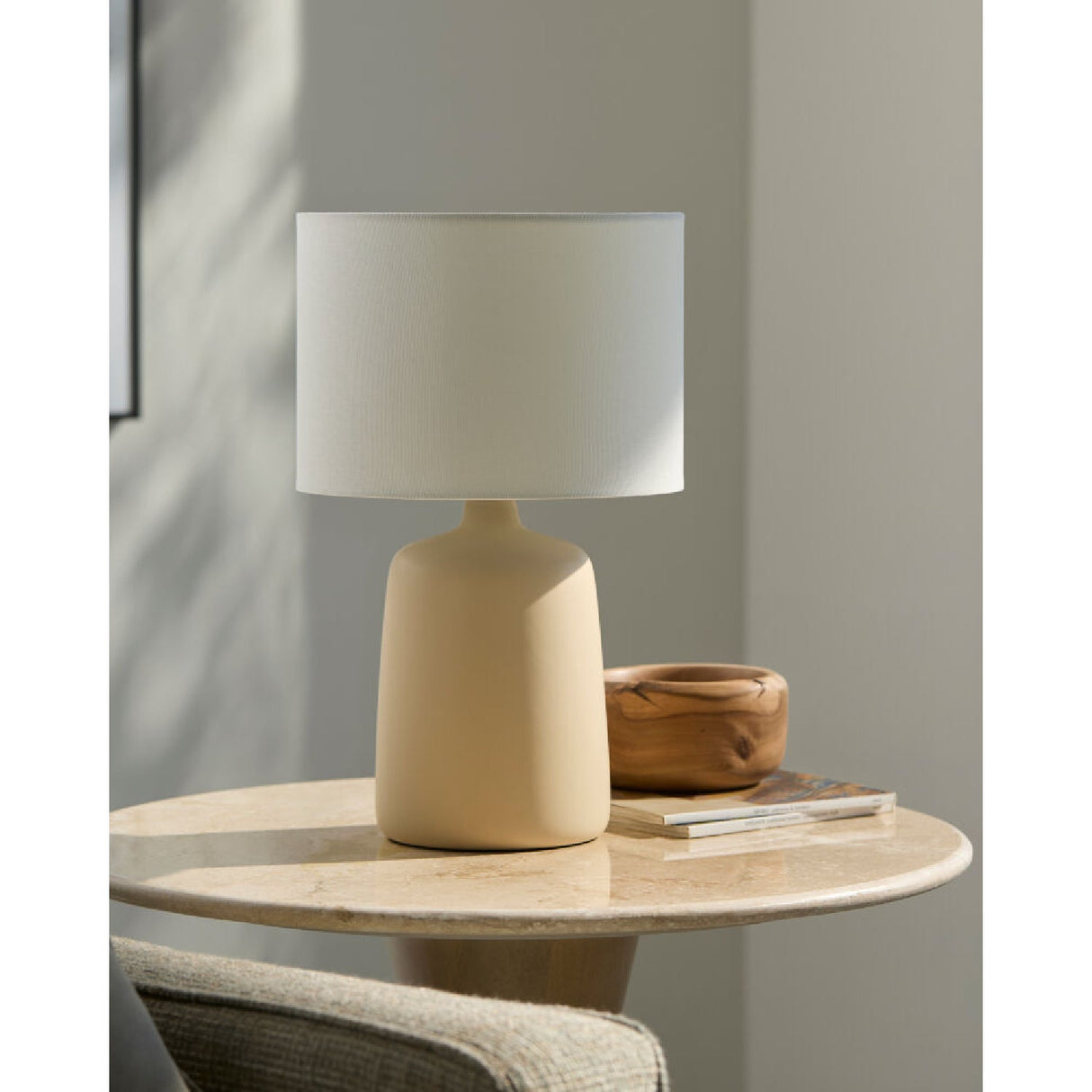 Modern European furniture - Ceramic White Linen Table Lamp - www.oroa.com