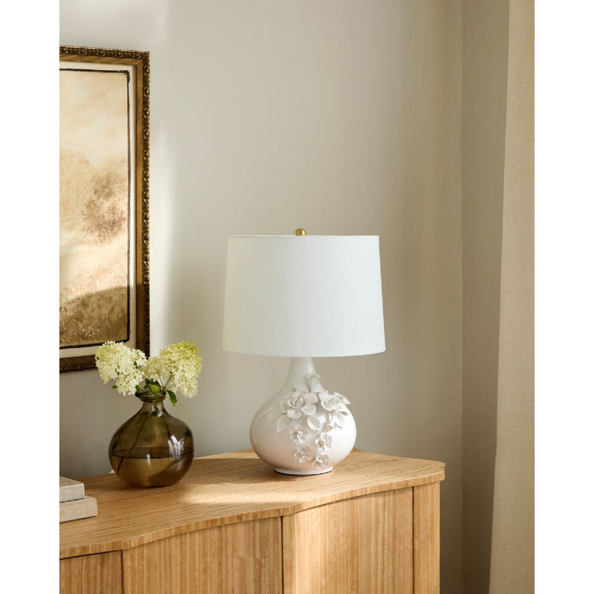 Modern European furniture - Glazed Cream Ceramic Table Lamp - www.oroa.com