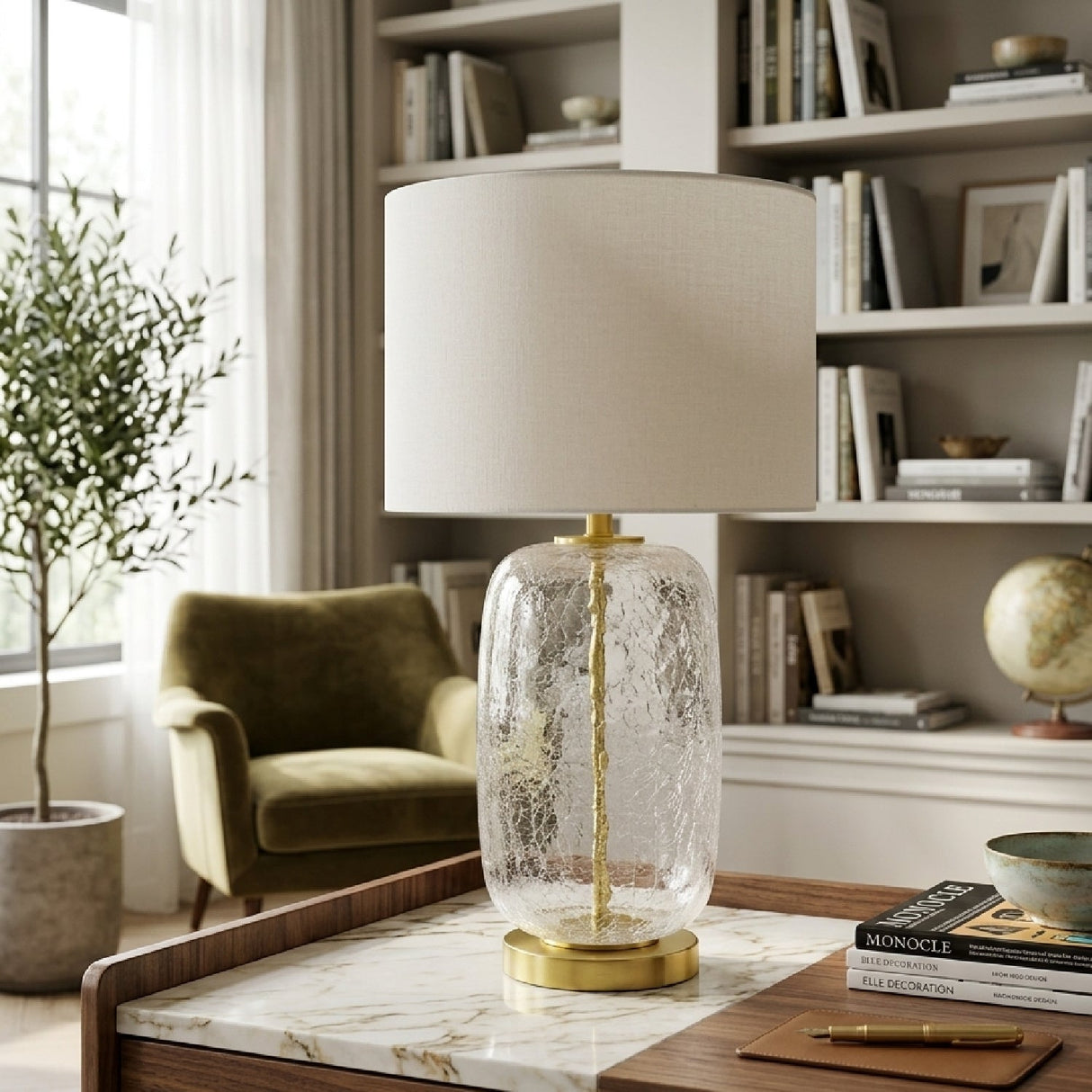 Modern European furniture - Clear Glass Accent Table Lamp - www.oroa.com