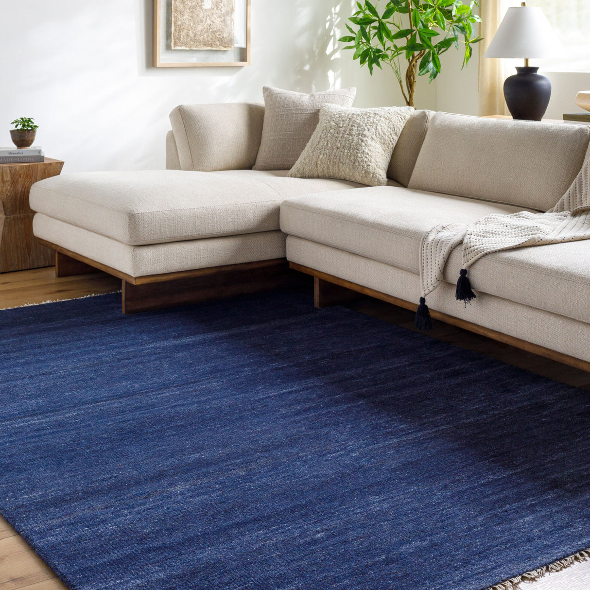 Modern European furniture - Blue Wool Fringed Table Runner - www.oroa.com