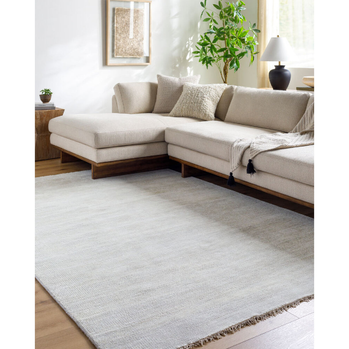 Modern European furniture - Hand-Knotted Wool Fringed Square Carpet - www.oroa.com