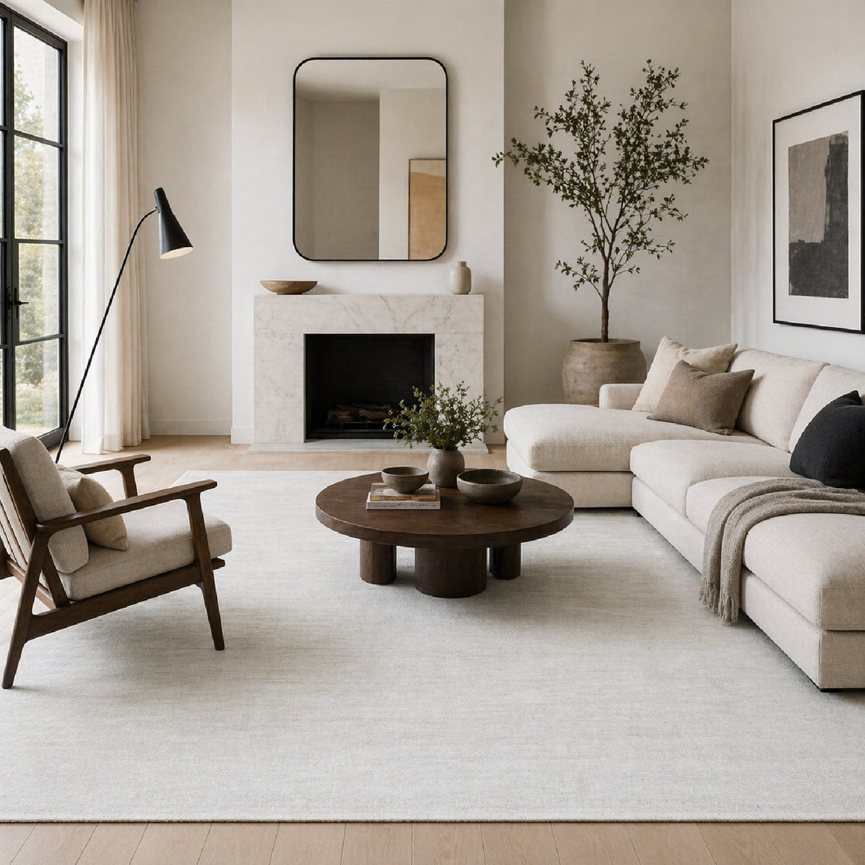 Modern European furniture - Hand-Knotted Wool Fringed Square Carpet - www.oroa.com