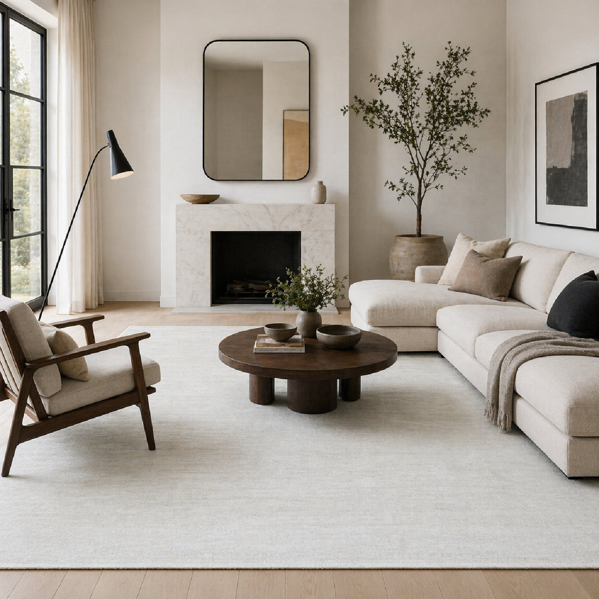 Modern European furniture - Hand-Knotted Wool Fringed Square Carpet - www.oroa.com