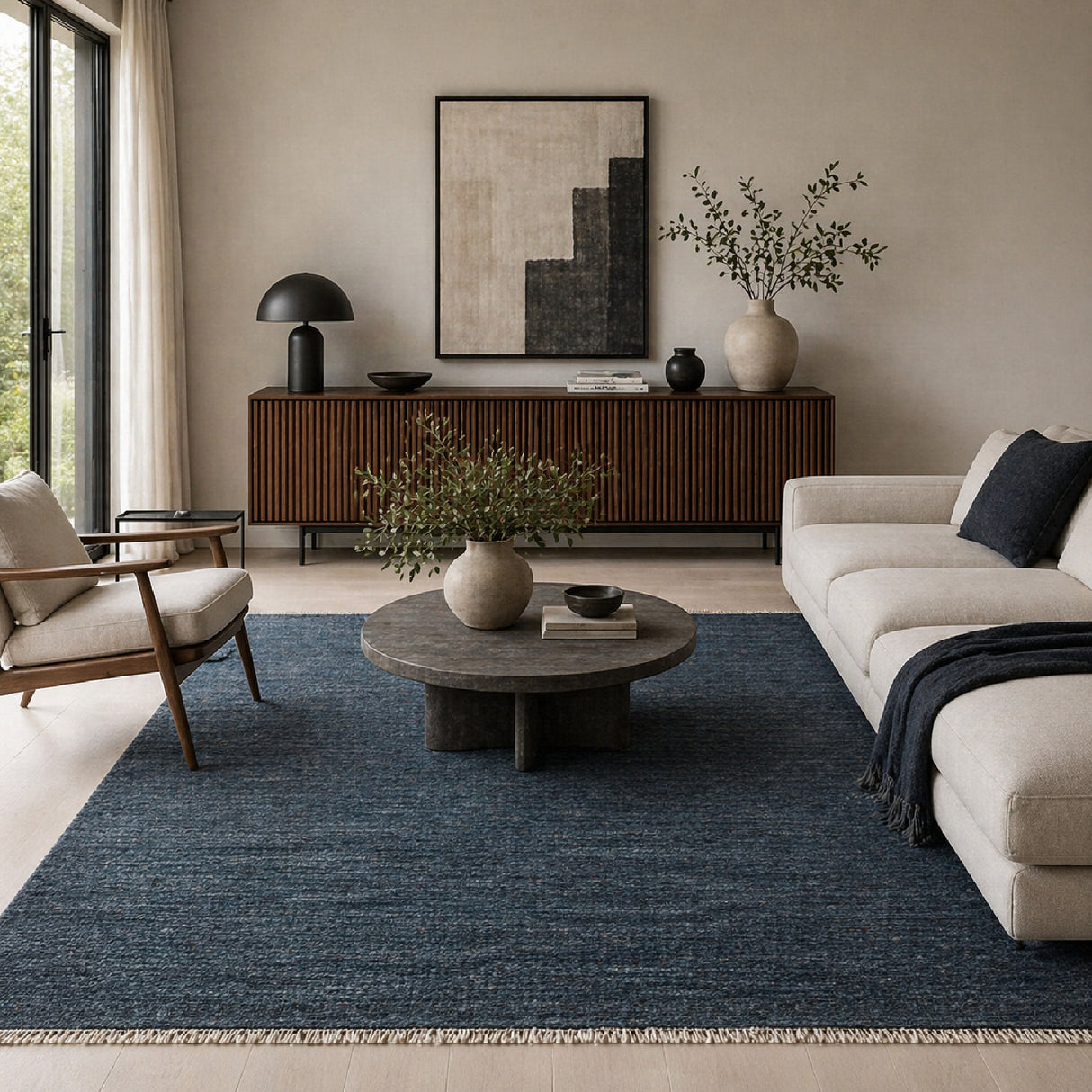 Modern European furniture - Hand-Knotted Wool Fringed Square Carpet - www.oroa.com