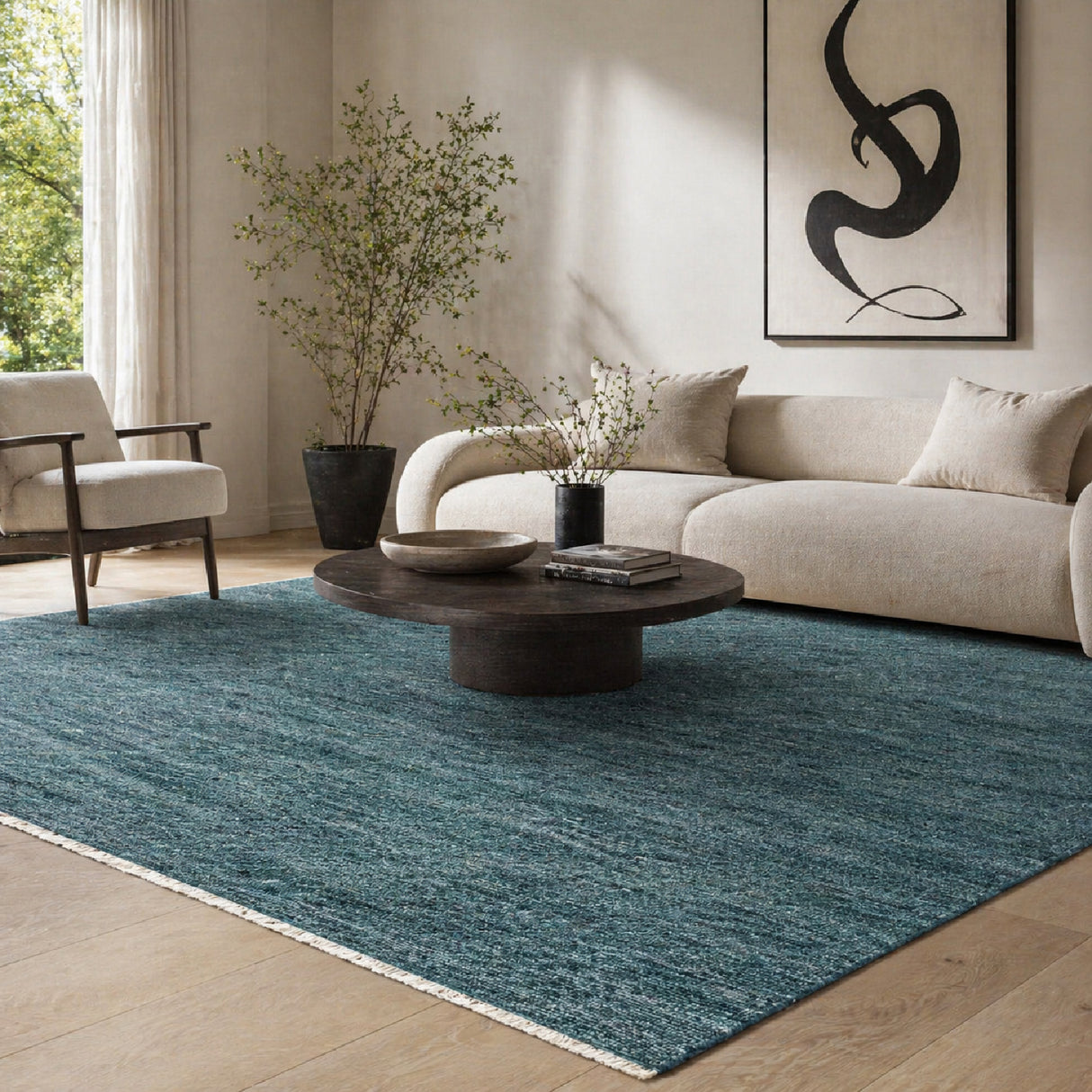 Modern European furniture - Hand-Knotted Wool Fringed Square Carpet - www.oroa.com
