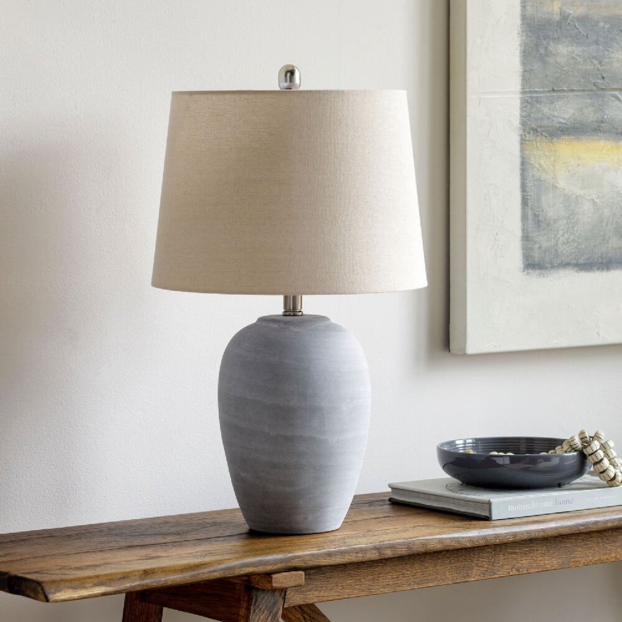 Modern European furniture - Antiqued Gray Ceramic Table Lamp - www.oroa.com