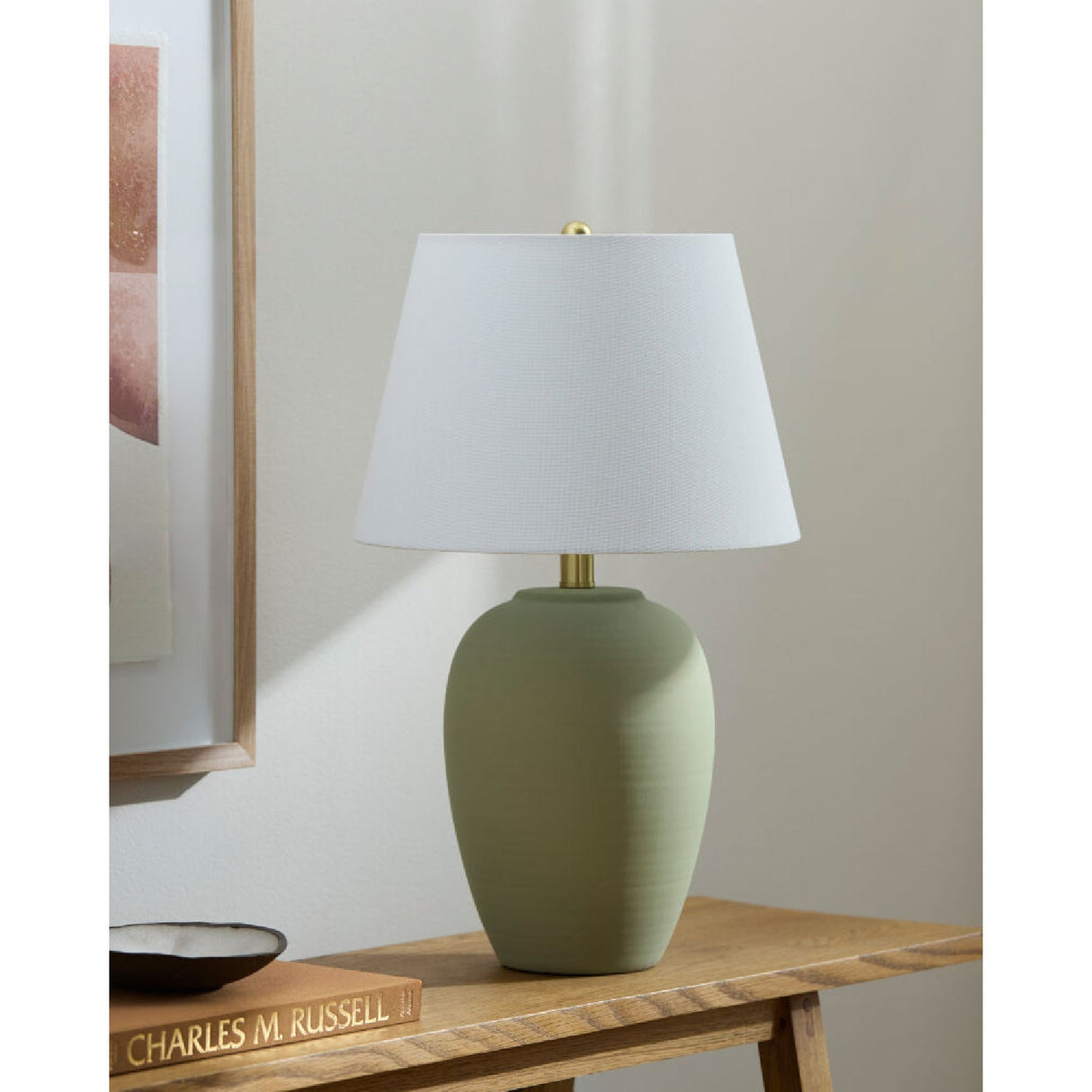 Modern European furniture - Hand-painted Green Ceramic Table Lamp - www.oroa.com
