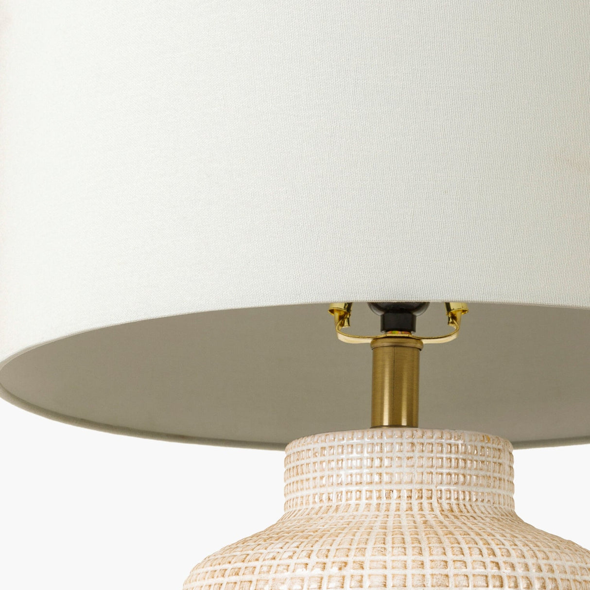 Modern European furniture - Beige Linen Ceramic Table Lamp - www.oroa.com
