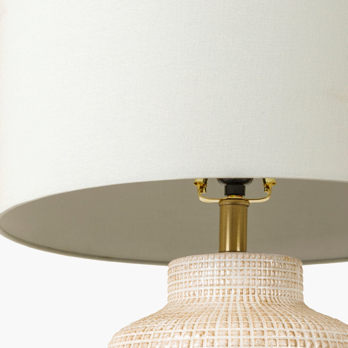 Modern European furniture - Beige Linen Ceramic Table Lamp - www.oroa.com