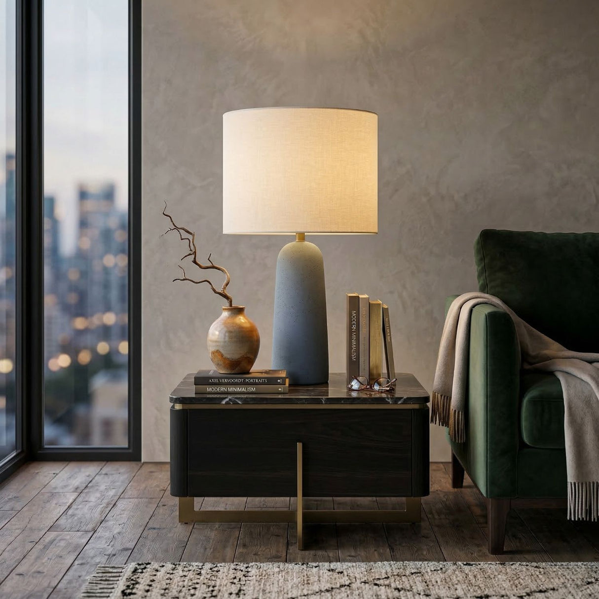 Hand-Painted Concrete Table Lamp | Oroa.com