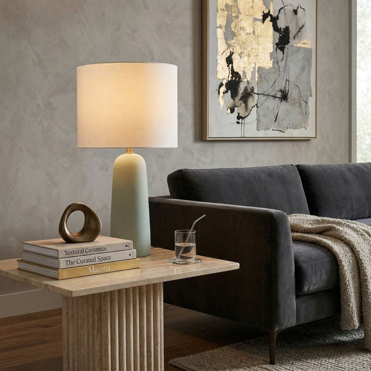 Modern European furniture - Hand-Painted Concrete Table Lamp - www.oroa.com