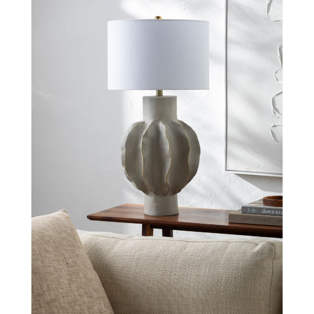 Modern European furniture - Gray Scuptured Accent Table Lamp - www.oroa.com