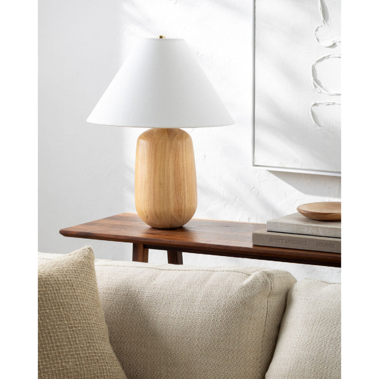 Modern European furniture - Beige Wood Veneer Table Lamp - www.oroa.com