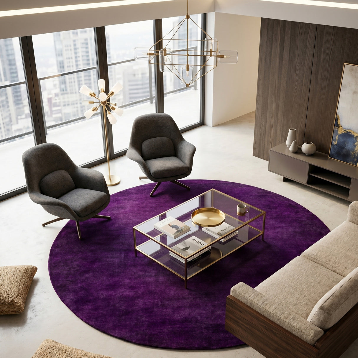 Modern furniture - Hand-Loomed Wool Fringe Round Carpet - www.oroa.com