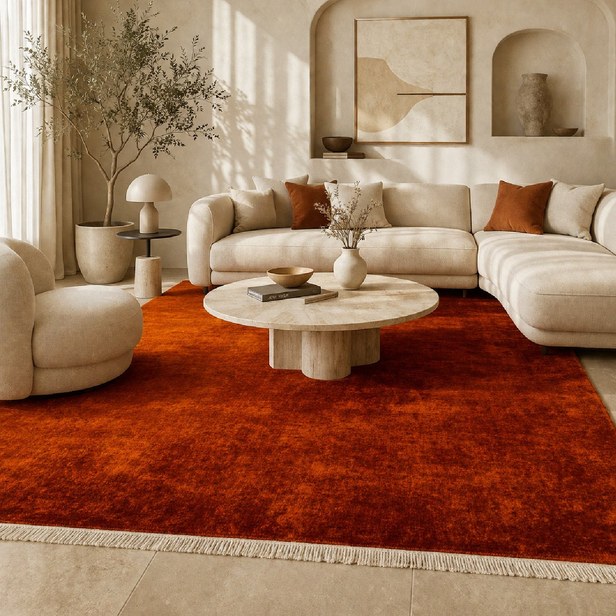 Modern European furniture - Hand-Loomed Wool Fringe Square Carpet - www.oroa.com