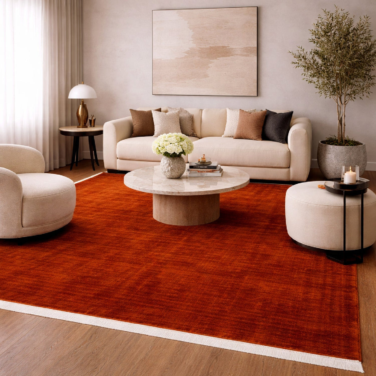 Modern European furniture - Hand-Loomed Wool Fringe Square Carpet - www.oroa.com