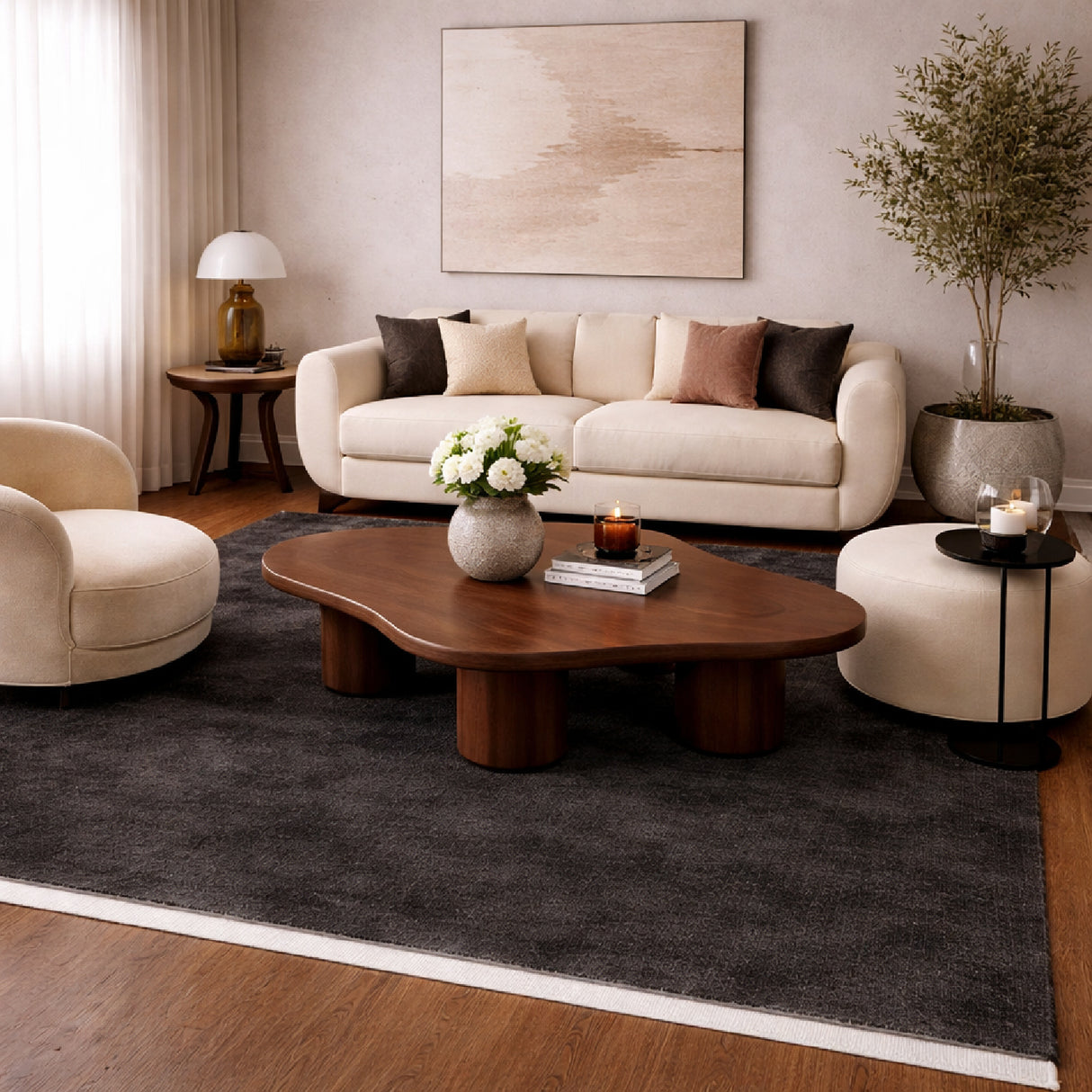 Hand-Loomed Wool Fringe Square Carpet | Kuda Home Evergreen