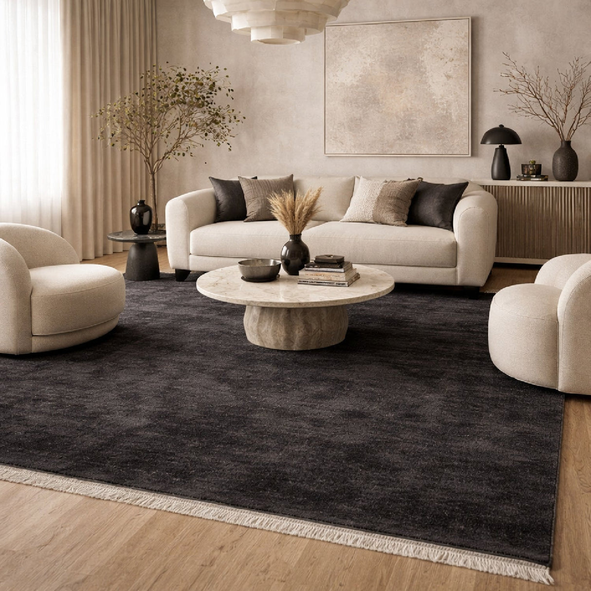 Modern European furniture - Hand-Loomed Wool Fringe Square Carpet - www.oroa.com