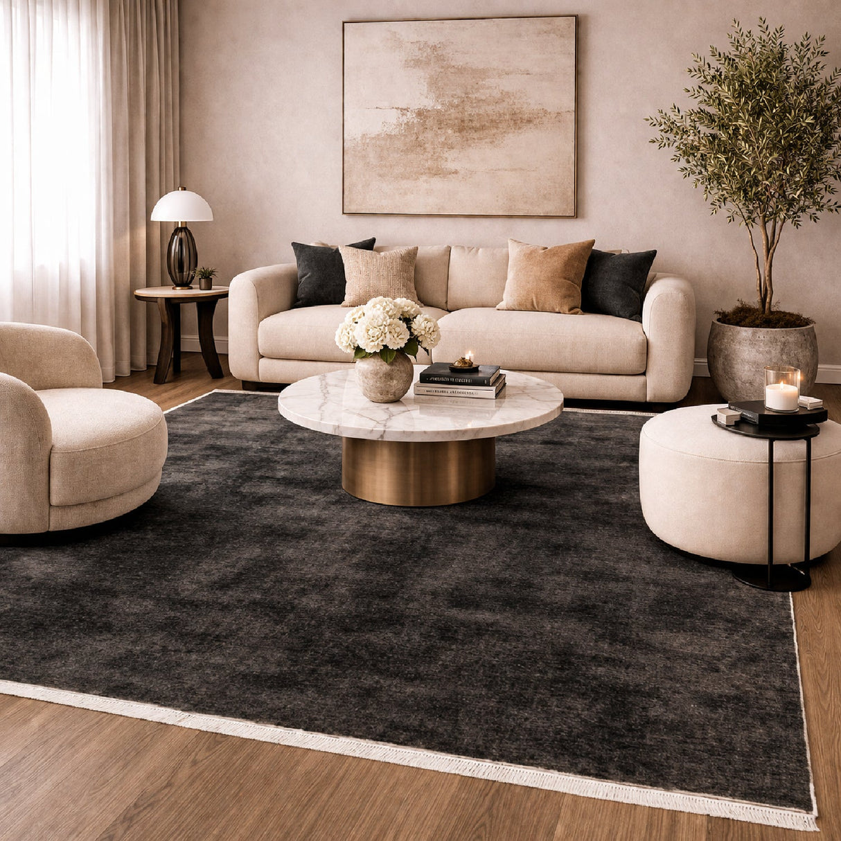 Modern European furniture - Hand-Loomed Wool Fringe Square Carpet - www.oroa.com