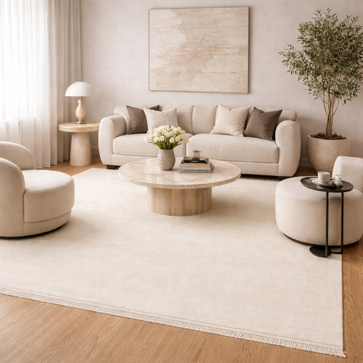 Modern European furniture - Hand-Loomed Wool Fringe Square Carpet - www.oroa.com