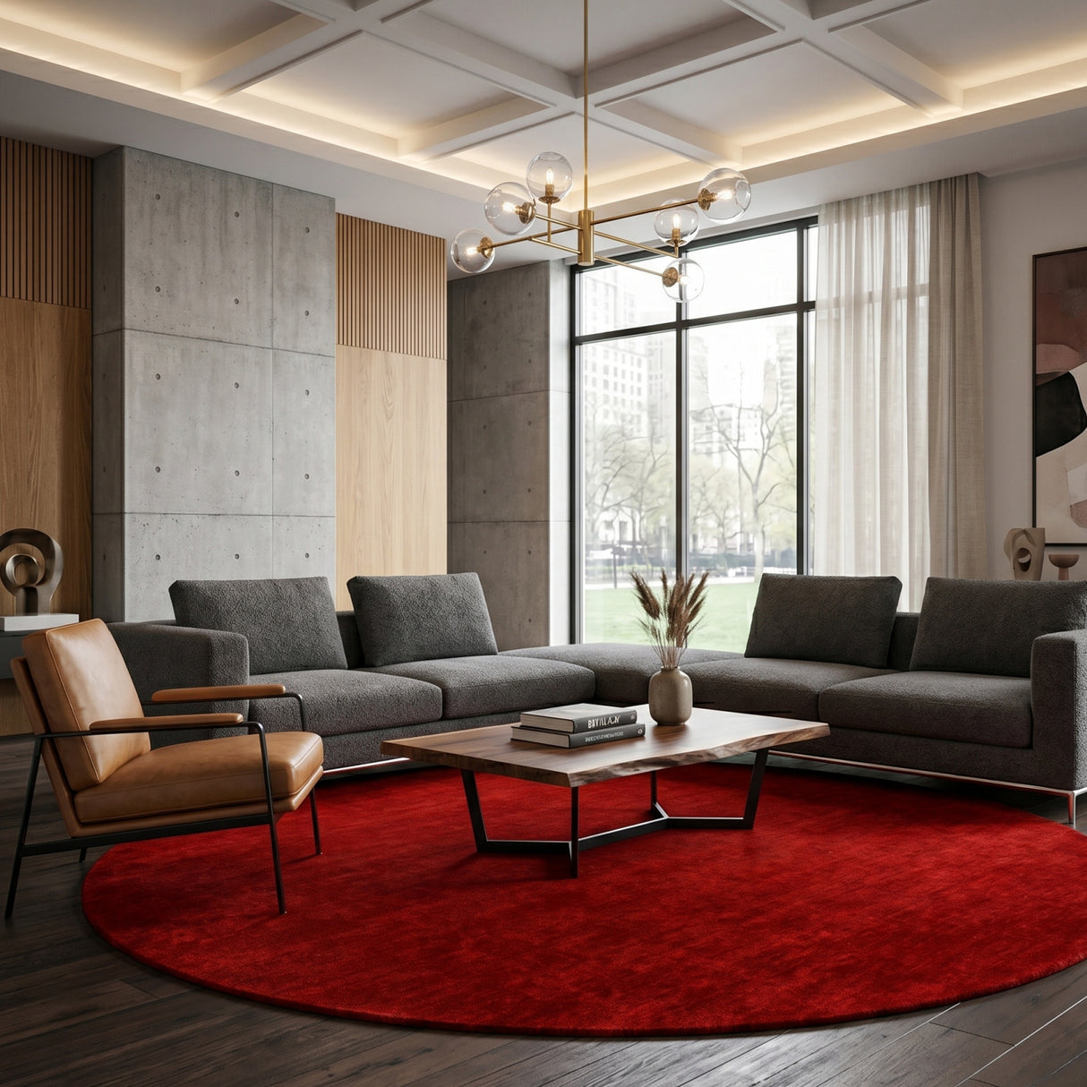 Modern furniture - Hand-Loomed Wool Fringe Round Carpet - www.oroa.com