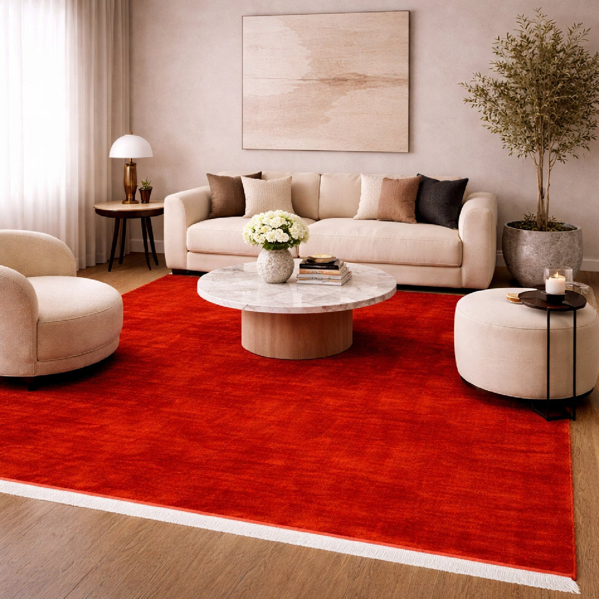 Modern European furniture - Hand-Loomed Wool Fringe Square Carpet - www.oroa.com