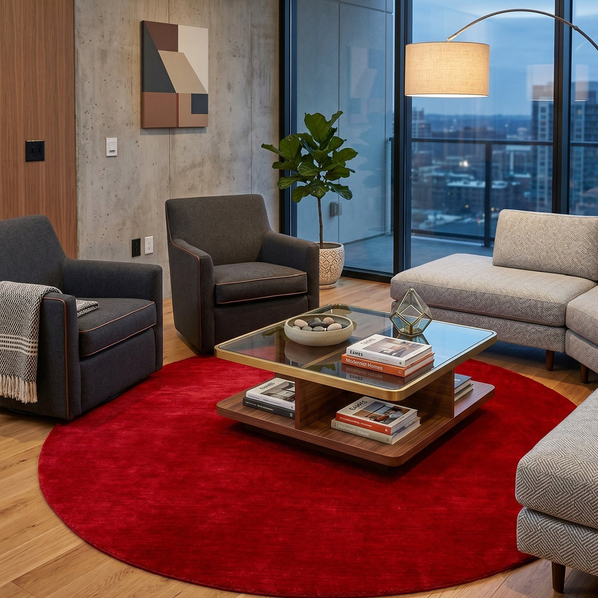 Modern furniture - Hand-Loomed Wool Fringe Round Carpet - www.oroa.com