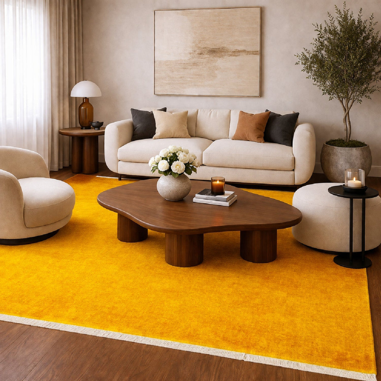 Modern European furniture - Hand-Loomed Wool Fringe Square Carpet - www.oroa.com