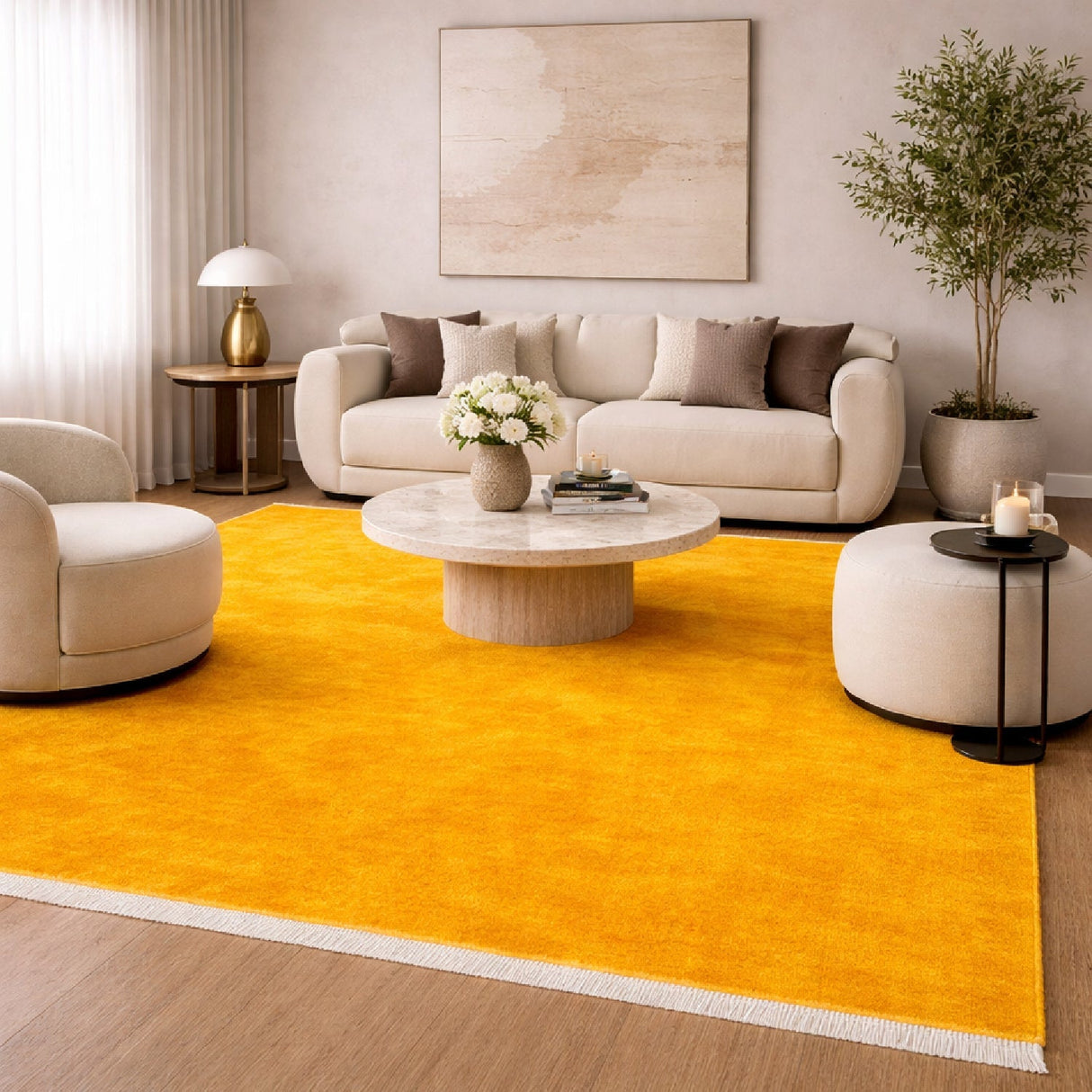 Modern European furniture - Hand-Loomed Wool Fringe Square Carpet - www.oroa.com
