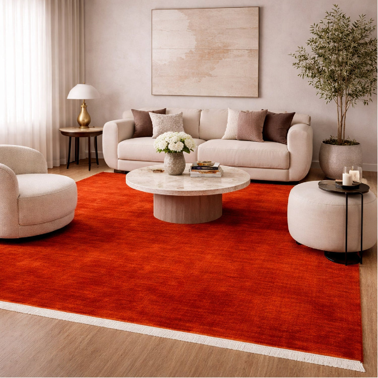 Modern European furniture - Hand-Loomed Wool Fringe Square Carpet - www.oroa.com