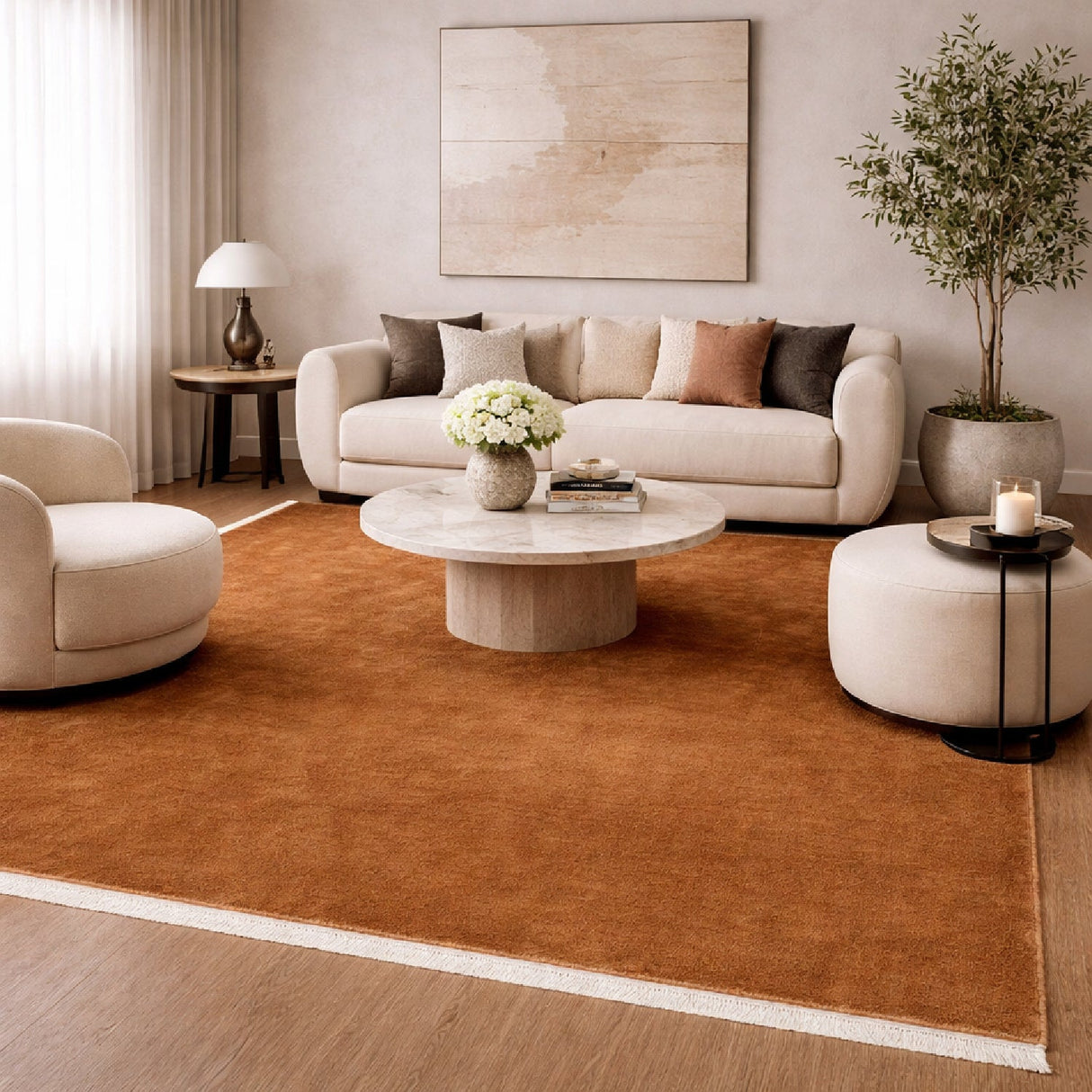 Modern European furniture - Hand-Loomed Wool Fringe Square Carpet - www.oroa.com
