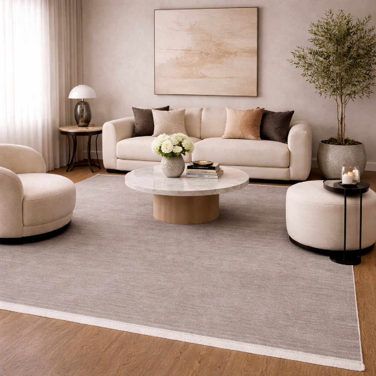 Modern European furniture - Hand-Loomed Wool Fringe Square Carpet - www.oroa.com