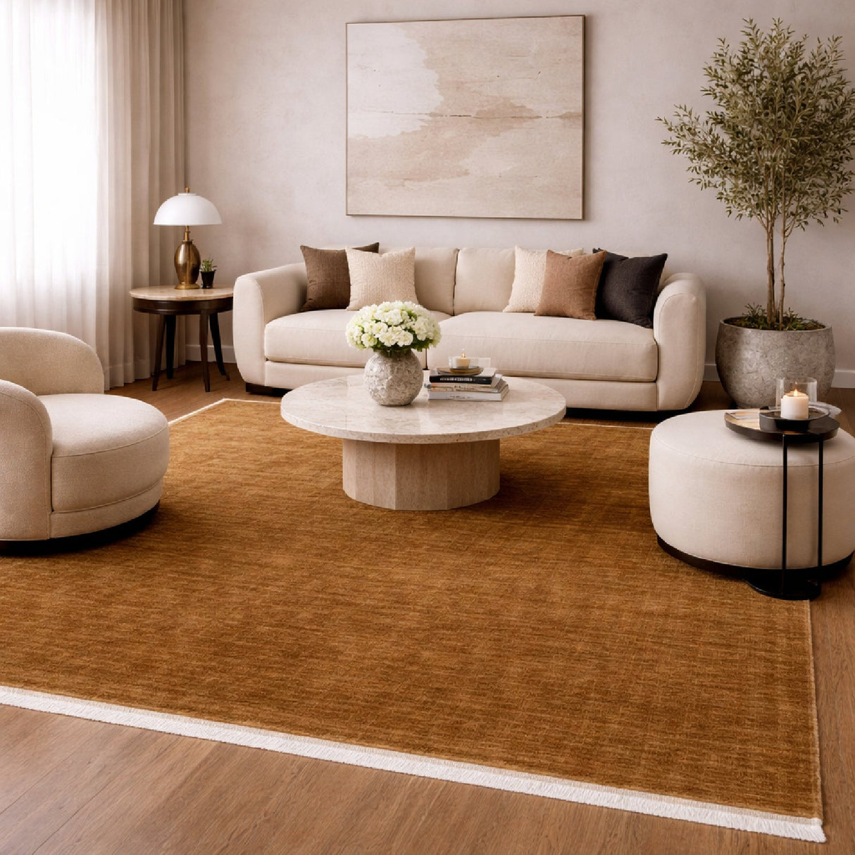 Modern European furniture - Hand-Loomed Wool Fringe Square Carpet - www.oroa.com