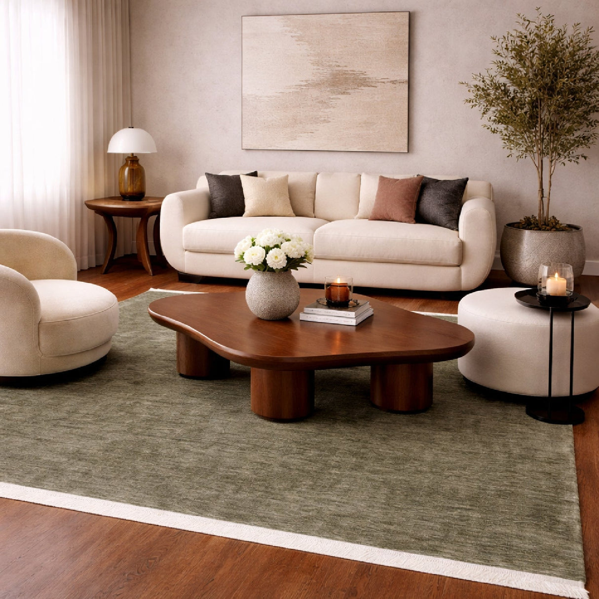 Modern European furniture - Hand-Loomed Wool Fringe Square Carpet - www.oroa.com