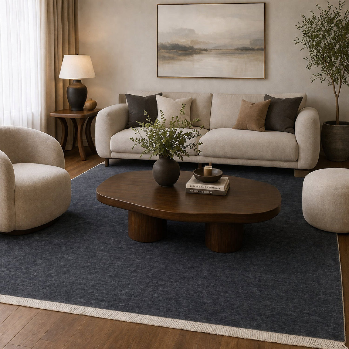 Modern European furniture - Hand-Loomed Wool Fringe Square Carpet - www.oroa.com