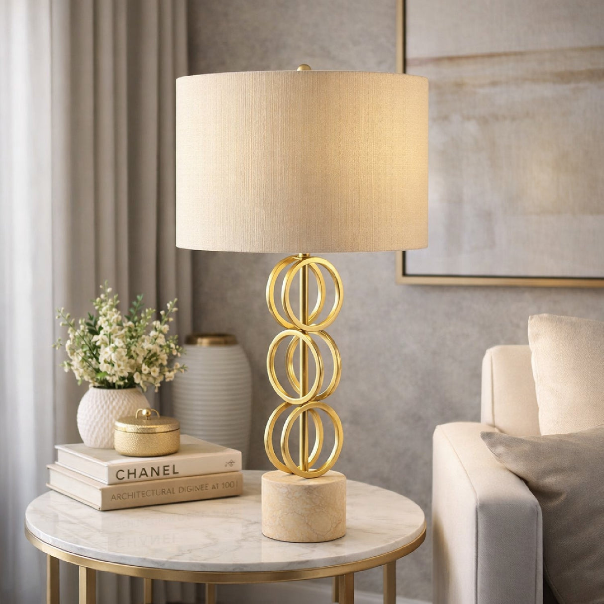 Modern European furniture - Gold Rings Accent Table Lamp - www.oroa.com