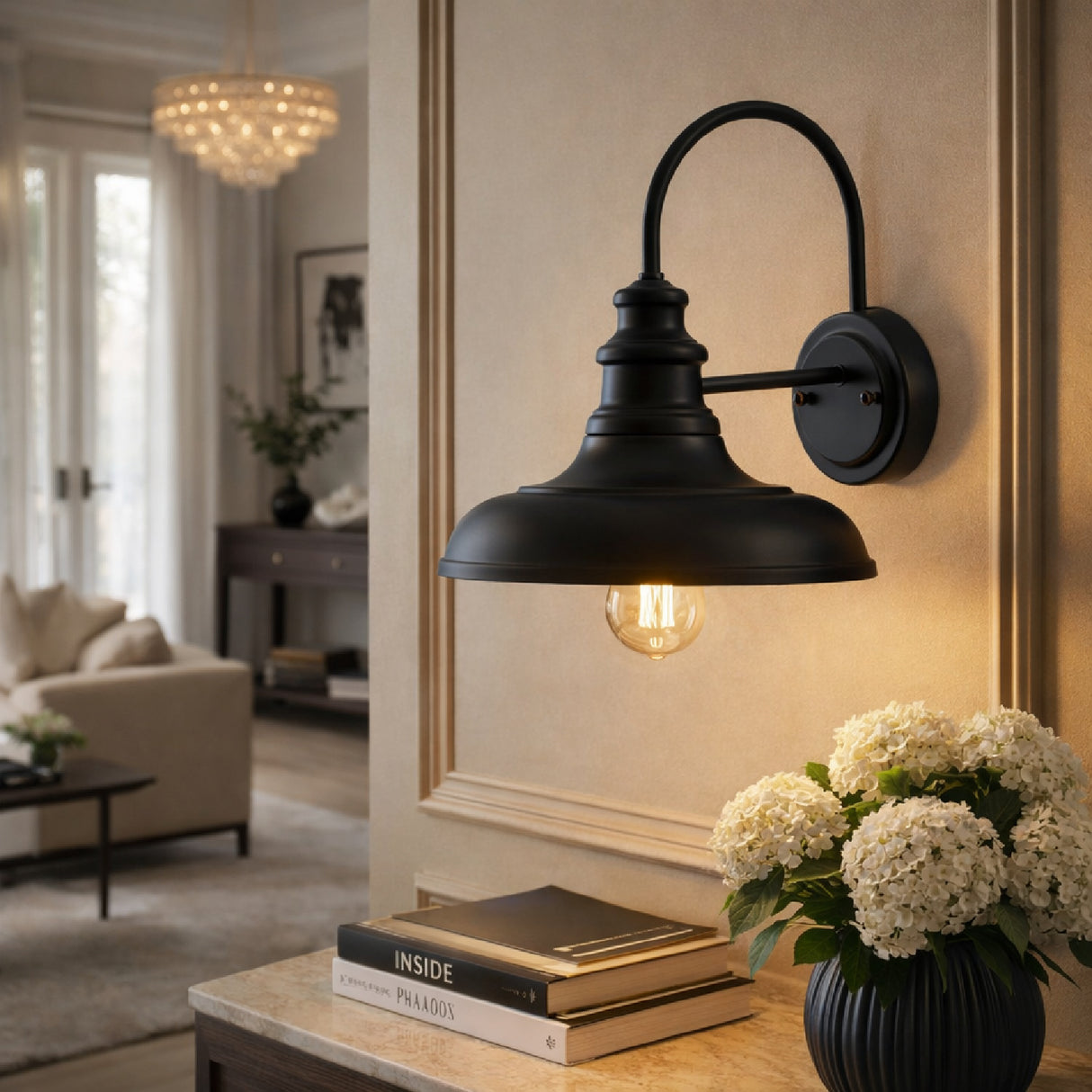 Modern European furniture - Black Metal Accent Wall Lamp - www.oroa.com