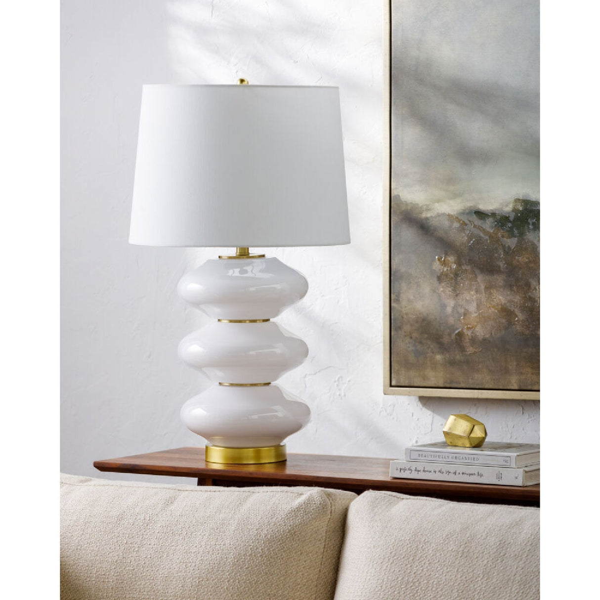 Modern European furniture - White Glass Accent Table Lamp - www.oroa.com