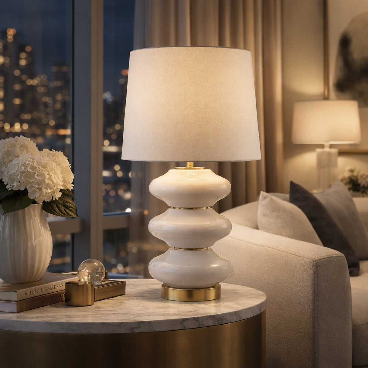 Modern European furniture - White Glass Accent Table Lamp - www.oroa.com