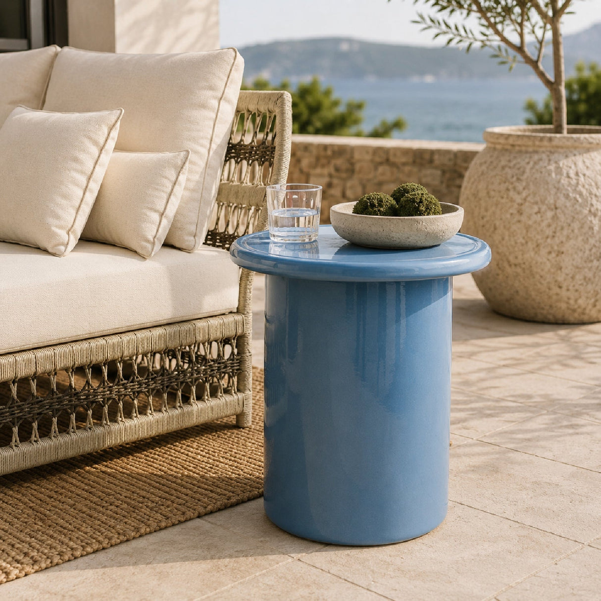 Modern European furniture - Blue Ceramic Outdoor Stool - www.oroa.com