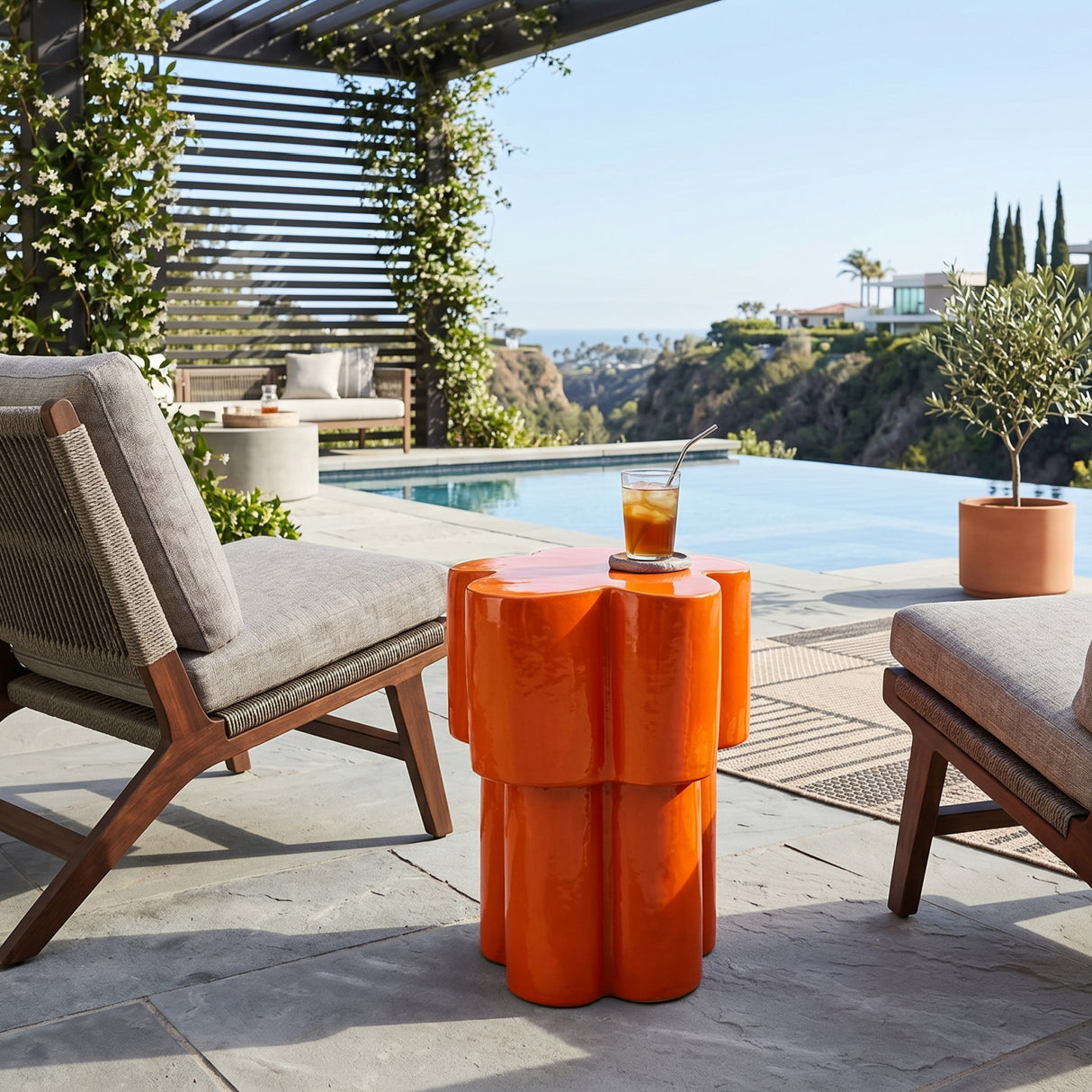Modern European furniture - Orange Ceramic Garden Stool - www.oroa.com