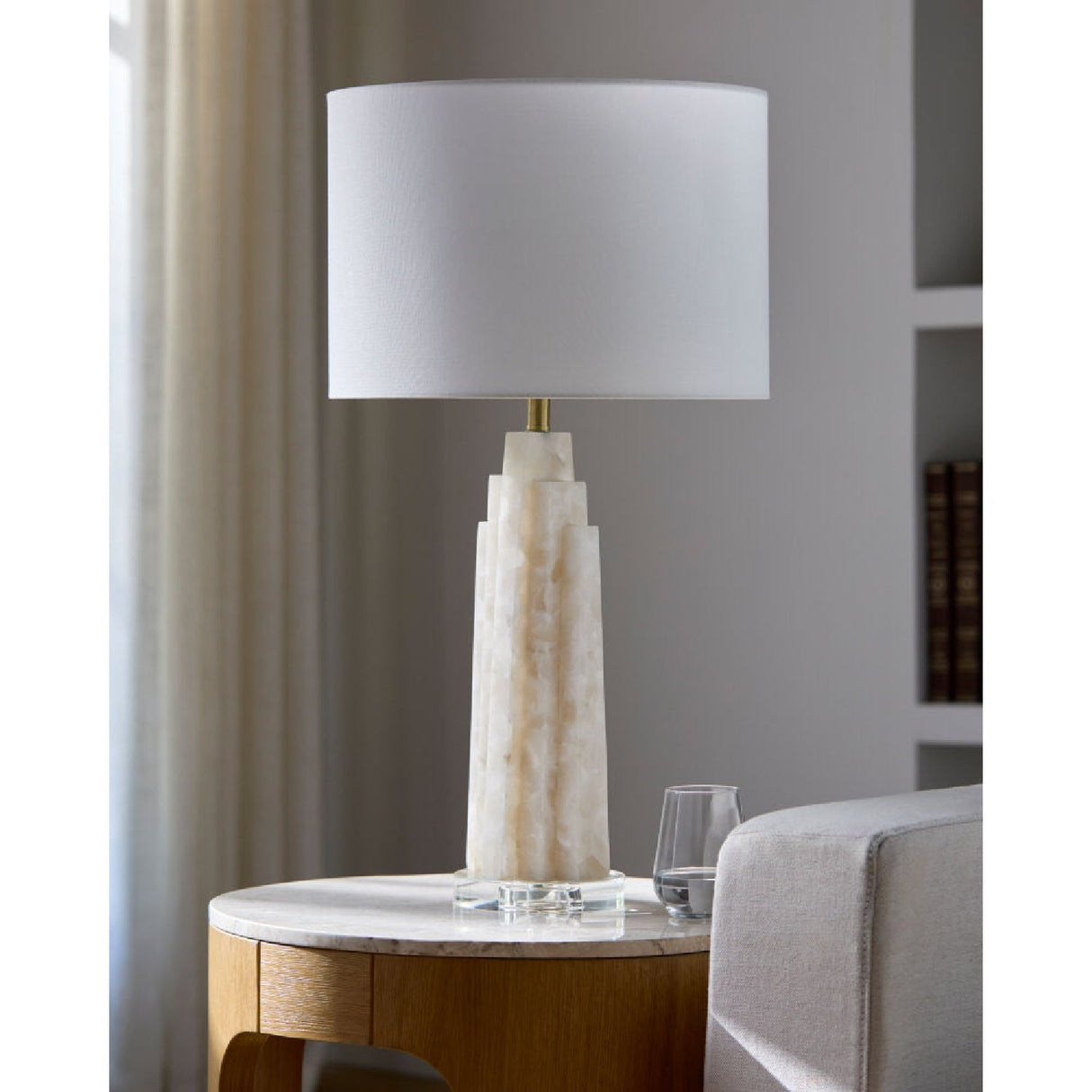 Modern European furniture - Burnished Cream Stone Table Lamp - www.oroa.com