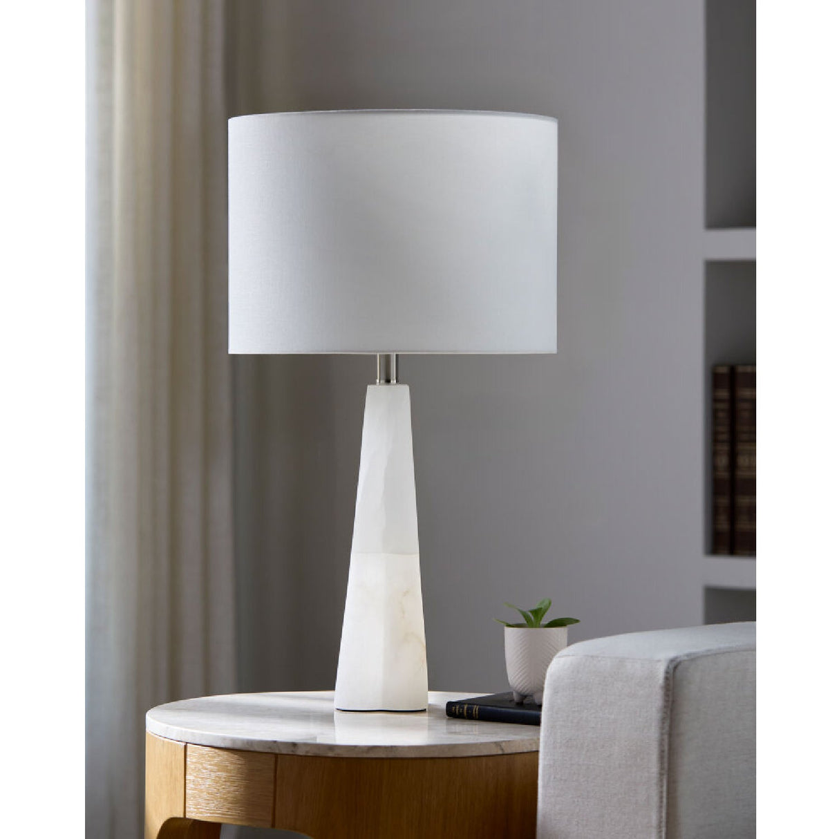 Modern European furniture - Cream Stone Accent Table Lamp - www.oroa.com