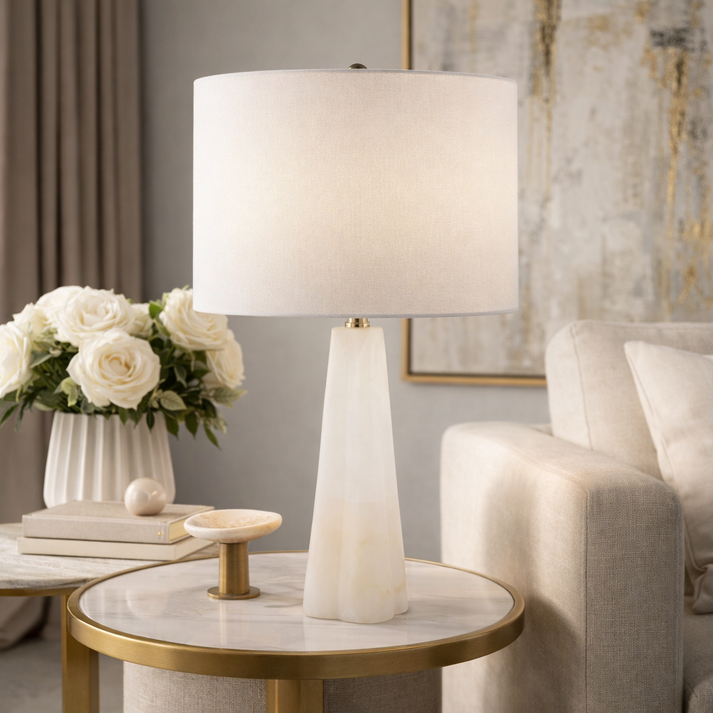 Modern European furniture - Cream Stone Accent Table Lamp - www.oroa.com