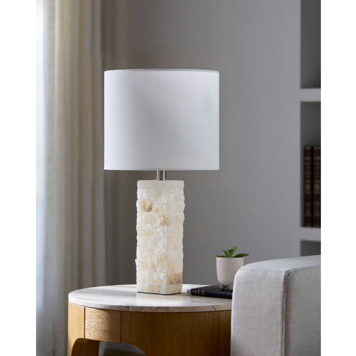 Modern European furniture - Cream Stone Accent Table Lamp - www.oroa.com