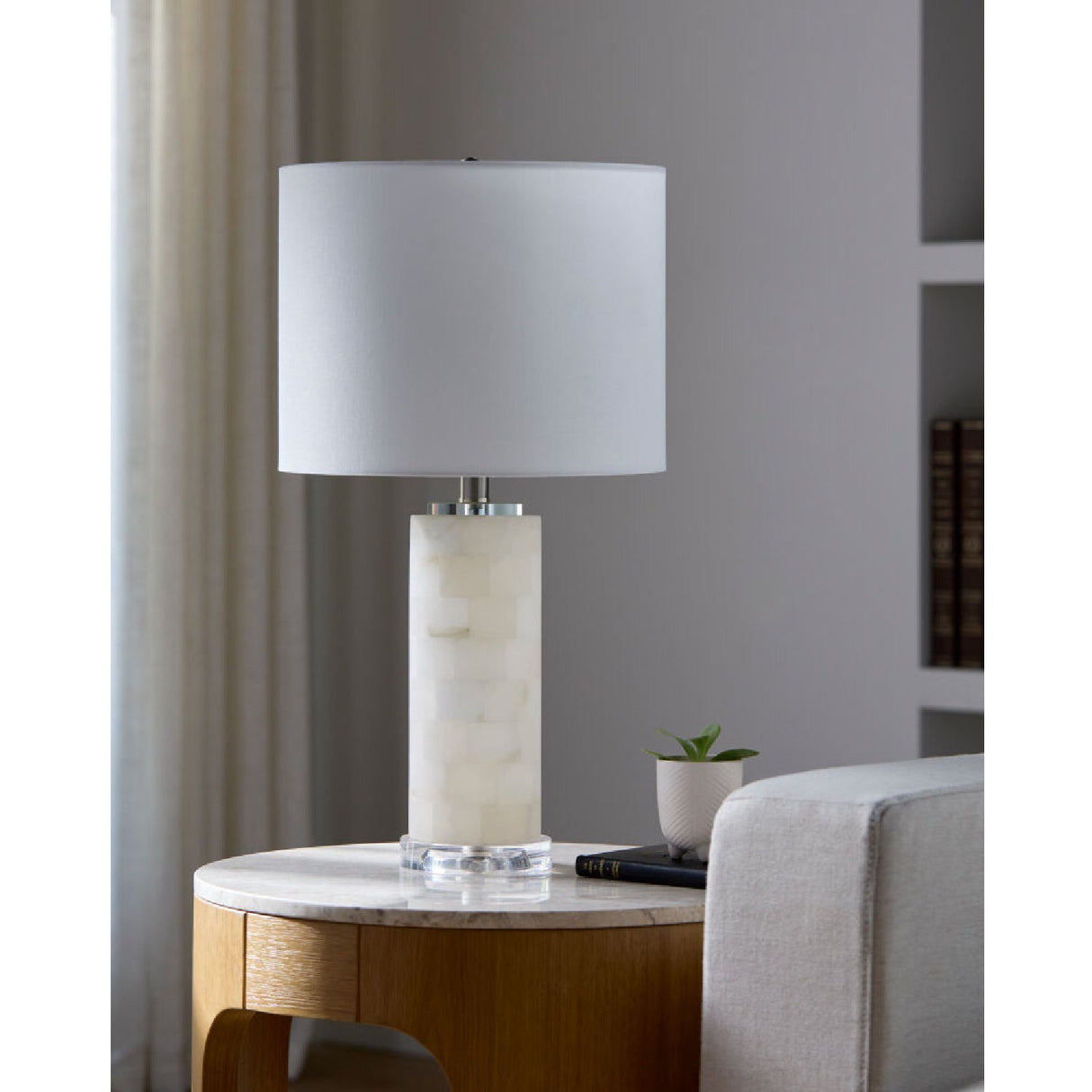 Modern European furniture - Burnished Cream Stone Table Lamp - www.oroa.com