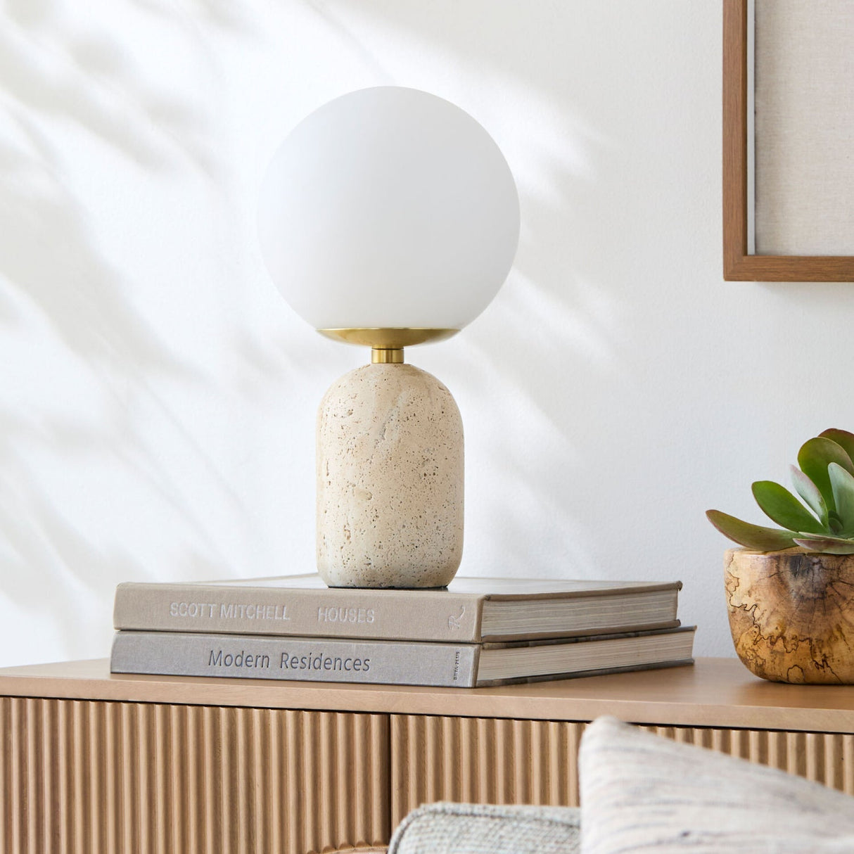 Modern European furniture - White Glass Globe Table Lamp - www.oroa.com