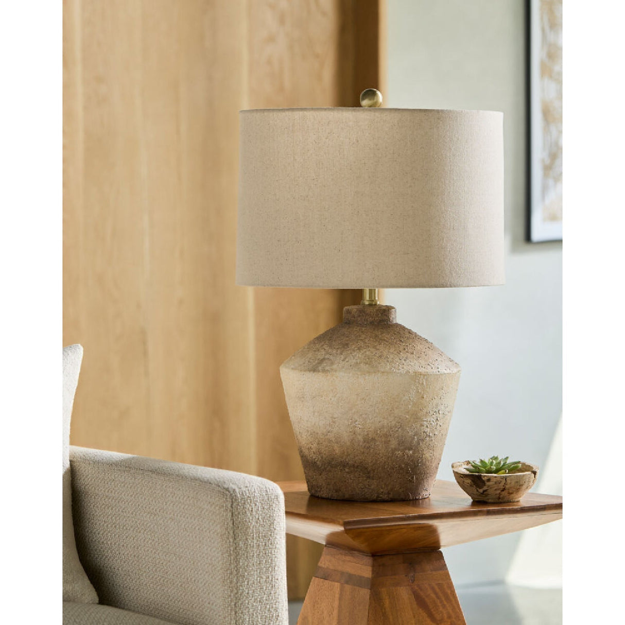 Modern European furniture - Ceramic Cream Linen Table Lamp - www.oroa.com