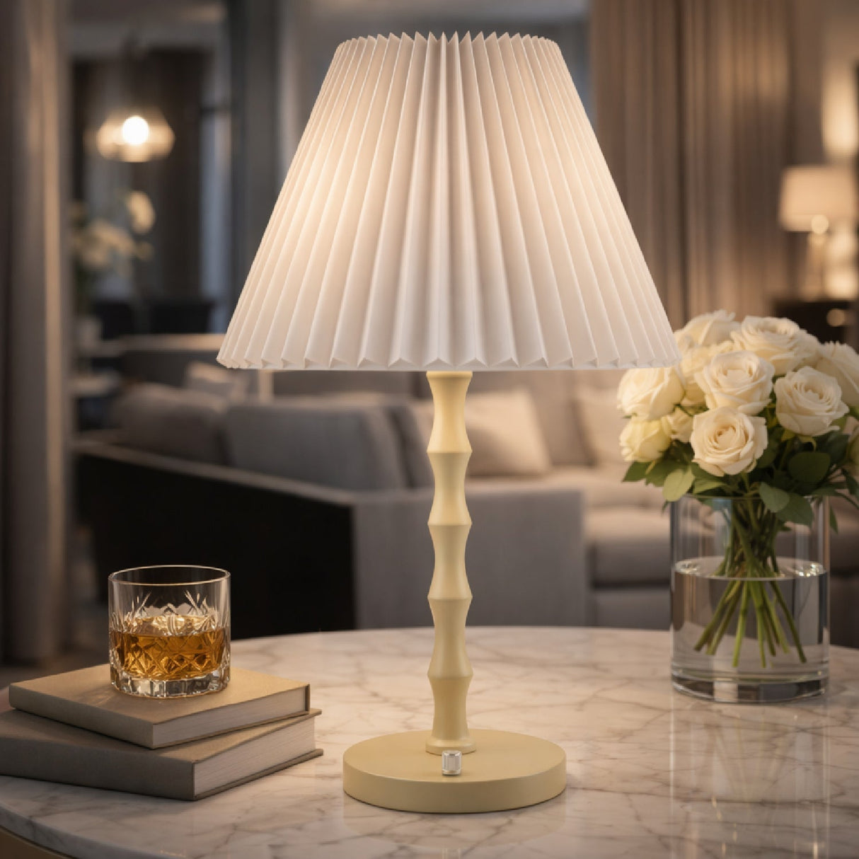 Modern European furniture - Pleated Linen Iron Table Lamp - www.oroa.com